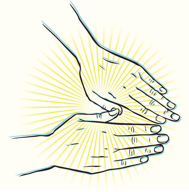 Two hands emanating healing energy.
